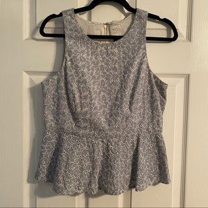 Anthropologie HD in Paris Eyelet Lace Peplum Summer Top Size 10